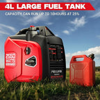 2550-Watt Portable Inverter Generator for Home Use, 1.06Gallon Large Fuel Tank Up to 10 Hours Use, 120V Gas Powered Generator Super Quiet - EPA Compliant-Red