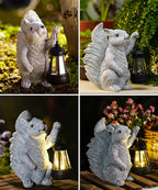 Nacome Solar Squirrel Statues for Garden Decor: Outdoor Sculptures for Clearance Outside Lawn Ornaments Porch Patio Balcony Yard – Gifts for Mom Grandma