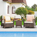 MEISSALIVVE 3 Piece Outdoor Swivel Rocker(Brown)
