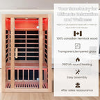 2 Person Infrared Sauna with Red Light Therapy, 1760W 120V Low EMF with Control Pane Home Indoor Dry Sauna Room for Gym & Spa, Made from Canadian Hemlock
