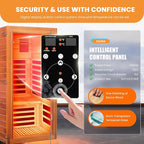 Far Infrared Sauna for Home 1 Person Indoor Wood Sauna Personal Spa Room 1065W 120V with Red Light Bluetooth Speakers 31.5"x31.5"x63"