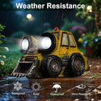 Garden Statue Outdoor Solar Light Decor with LED Light Rustic Vintage Bulldozer Construction Vehicle Decoration for Lawn Patio Yard Gifts for Women
