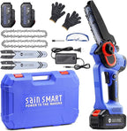 SainSmart Mini Chainsaw 6 Inch Cordless Portable Electric Chainsaw, Handheld Powered Super Saw with 2PCS 3000mAh Batteries, Goggles & Gloves, for Tree Trimming Branch Pruning Woodcutting