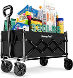 SUNNYFEEL 330lbs Wagons Carts Foldable,Heavy Duty Collapsible Folding Wagon Carts with Wheels,Lightweight Fold Up Wagon Cart for Outdoor Camping Shopping Sports Beach Garden Grocery