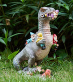 Dinosaur Garden Gnome Statue 12 Inches, Humorous and Interactive Outdoor Decorations for Yard