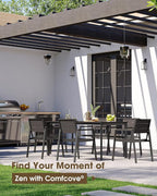 Outdoor Patio Dining Sets, Aluminum 5 Piece HDPE Outdoor Dining Table and Chairs Set with Umbrella Hole, Modern Rectangular Patio Furniture Set with All-Weather Table and 4 Chairs (Charcoal)