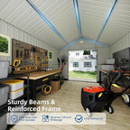 10x12 FT Outdoor Storage Shed, Garden Metal Shed with Lockable Doors & Window, Large Tool Shed for Backyard, Patio & Lawn
