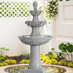MAGIC UNION Outdoor Garden Water Fountains, 48.4''H Italian Style Fountain and Waterfall Outside, 3-Tier Large Bubbler Cascading Indoor Floor Fountain Features with Pump for Home Yard Decor (Gray)