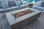 AMS Creations | Madison 60" Bundle Rectangular Propane Gas Outdoor Fire Pit Table | Light Gray Concrete GFRC | Smooth Texture or Surface | Electronic Ignition | Outside Backyard Fireplace