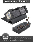 MRAUF MTG Deck Box with Double Commander Display and Dice Tray, Fits 200+ Double Sleeved Cards, Card Storage Box Plus 2 Magnetic Holders& 100Pcs Card Sleeves (Black)