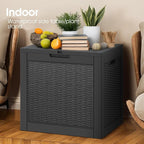 31 Gallon Outdoor Storage Deck Box Waterproof,Garden Tool,Backyard Cushion,Poolside Storage,Small Delivery Boxes for Outside,Lockable Lid,Rattan Black