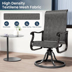 Amopatio Patio Swivel Chairs Set of 6, Outdoor Swivel Rocker Dining Chairs with All Weather Textilene High Back & Metal Frame, for Backyard Deck Lawn Garden (Dark Grey)