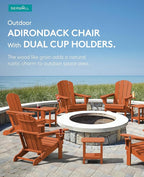 SERWALL Adirondack Chair with Cup Holders - Composite Adirondack Chairs HDPE Outdoor Chairs All Weather Use- Orange