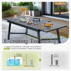 Sophia & William Black Expandable Patio Table Metal Outdoor Dining Table with E-Coating for 6-8 Person Lawn Garden Deck Rectangular Extendable Table