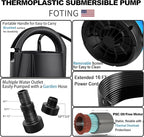 FOTING Sump Pump 1HP Automatic Submersible Water Pump, 4600GPH Utility Pump Thermoplastic Electric Portable Transfer Water Pump for Swimming Pool Garden Pond Basement with 16ft Long Power Cord