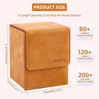 Magic Card Deck Box for MTG Single Deck Card Box fits 100+ TCG Sleeved Cards Soft Leather Card Box Top loading Card Boxes Magic Gift for MTG TCG CCG (Vertical,Brown)