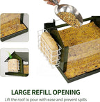 Solution4Patio Green Outdoors Hanging Bird Feeder, All Metal, Double Suet Cake and Large Capacity, Hopper Tray & Weatherproof for Finch, Cardinal & Chickadee #B101E01-US Squirrel-Proof