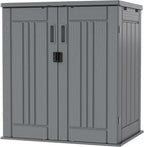 Heavy Duty Small Storage Cabinet Outdoor Weatherproof, 14 Cuft Garage Storage Cabinet with 2 Adjustable Shelves, Lockable Kitchen Pantry Closer Organizer, 31Wx23Lx34H, Sage Grey