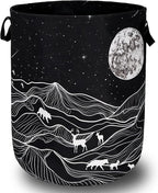 Mountain Laundry Basket Foldable With Handles Deer Bear Moon Tote Bag Oxford Cloth Funny Laundry Hamper Clothes Storage Bucket Toy Organizer For Bathroom/Laundry/Bedroom 18.9" x 16.5 "