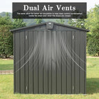 Metal Garden Storage Shed 6.5x4.2ft Outdoor, 167 Cu.Ft Large Capacity Tool Shed with Spire Roof & 20 Vents - Galvanized Steel Lockable Double Doors for Backyard, Patio (Dark Gray)