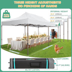 COBIZI 10x20 Pop Up Heavy Duty Canopy with 6 Sidewalls and Hexagonal Legs, Easy up Tent for Parties, Commercial and Wedding, Outdoor Canopy with Roller Bag, Sand Bags, Waterproof & UPF50+ (White)