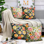 Pyonic Outdoor Pillows Waterproof Cover Pack of 2 Floral Waterproof Throw Pillows 18x18 inch for Patio Furniture Garden Furniture