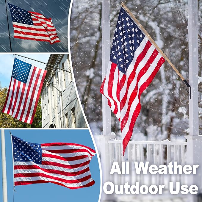 American Flag 12x18 ft TearProof Series, Heavy Duty Tough Spun Polyester USA Flags High Wind, US Flags for Outside Outdoor with Durable Embroidered Stars Sewn Stripes, 5 Brass Grommets