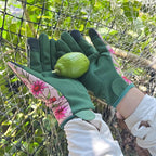 Gardening Gloves for Women, Garden Gloves with Touch Screen, Thorn Proof Puncture Resistant Working Gloves, Gardening Gifts for Women (Green with Pink Flowers, Medium)