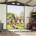Quictent Heavy Duty 8X6 FT Outdoor Metal Storage Shed, Lockable Tool Shelter Waterproof Shed for Garden, Backyard, Lawn and Patio Scene with Combination Lock, Brown(8.2X5.8 FT Base, No Floor)