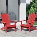 YEFU Adirondack Chairs Set of 2: Plastic Adirondack Chairs - Patio Chairs with Wood Texture - Outdoor Chair HIPS - Lawn Fire Pit Deck Porch Garden Chairs for Adults (Red)