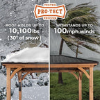 Backyard Discovery Barrington 16' x 12' Cedar Wood Outdoor Gazebo Pavilion with Hardtop Galvanized Steel Hip Roof, Snow Support, Wind Resistance, PowerPort, Shade for Garden, Patio, Deck, Entertaining