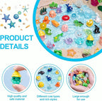 56pcs Mini Ocean Resin Animals Tiny Sea Animals Figurines Marine Miniature Plastic Animals Aquarium Ornaments Decorations for DIY Fish Tank Potted Micro Fairy Garden Dollhouse