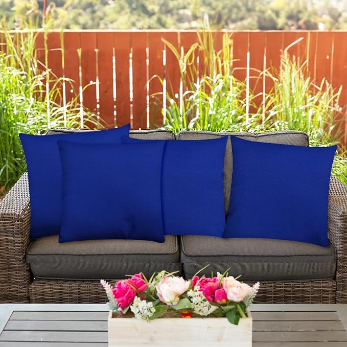 Covers & All Premium Square Throw Pillow Inserts with Covers Set of 4, 28 x 28 Inches Blue, Decorative Cushions for Couch Sofa Home Decor Office Travel UV Resistant Waterproof Soft Cushions Pillows