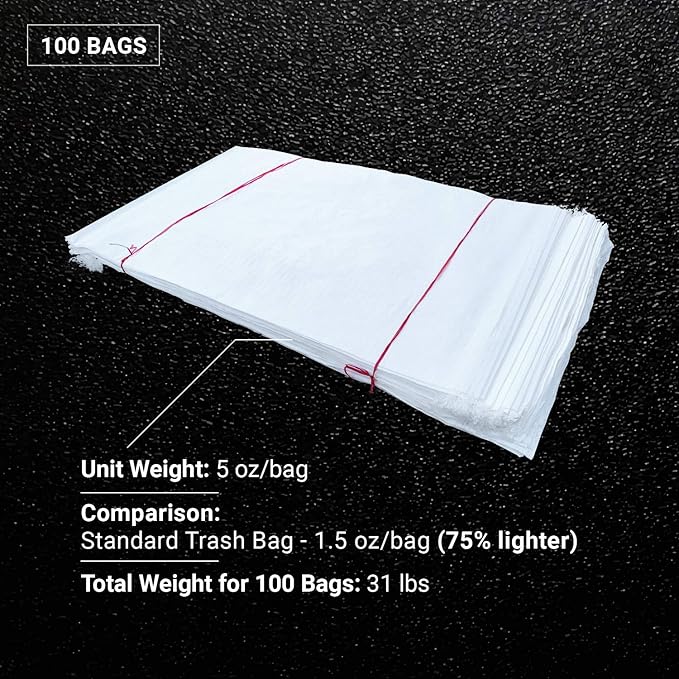 Sandbaggy Large Sandbags - Size: 31" x 45" - Thick Heavy Duty Contractor Bags, Heavy Duty Garbage Bags, Dumpster Bag, Construction Trash Bags, Contractor Bags 6 mil (100)