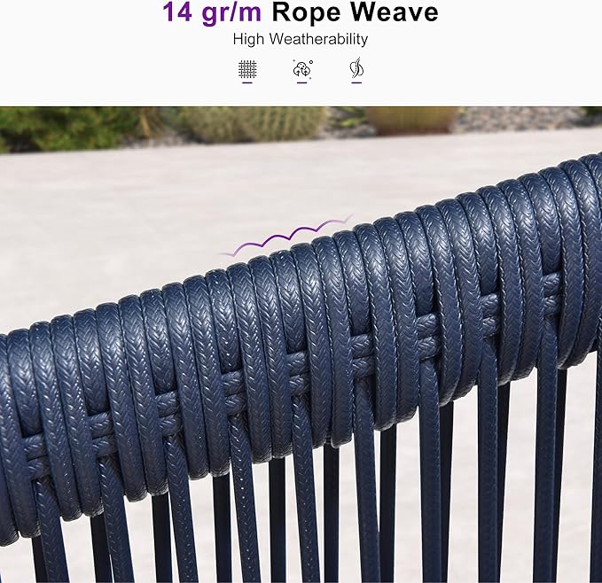 PURPLE LEAF Patio Dining Set for 10 with Gray Storage Box All-Weather Wicker 11 Piece Aluminium Outdoor Table and Chairs Set Included Cushions Modern Outdoor Furniture Set Grey and Navy