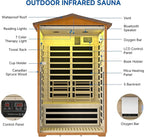 Outdoor Sauna 2 Person, Infrared Sauna for Home, Wooden Dry Saunas Room with Far Low EMF Lighting, Bluetooth Speakers, 7 Colors Chromotherapy for Outdoor Home Spa