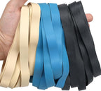 Rubber Bands Size#107 Heavy Duty Big Wide rubber band 30PCS Elastic Bands for Office Supply Trash Can File Folders Litter Box Rubber Bands (Black,blue,light brown)