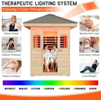 Albott Outdoor Sauna 3 Person, Infrared Saunas for Home, Low EMF 2645W/240V Spruce Wood Dry Sauna with Tourmaline Stone Foot Warmer, 7-Color Light Therapy & 2 Bluetooth Speakers, 60.2"x43.3"x98.4"