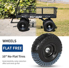 BILT HARD Flat Free Steel Garden Cart 400 Lbs, Heavy Duty Utility Wagon with Removable Mesh Sides, No-Flat Garden Carts and Wagons Flatbed, Black