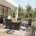 Amopatio Patio Swivel Chairs Set of 4, Outdoor Swivel Rocker Dining Chairs with All Weather Textilene High Back & Metal Frame, for Backyard Deck Lawn, Dark Grey