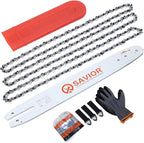 Savior 14 Inch Chainsaw Bar and S50 Chain Combo, 3/8"LP Pitch .050" Gauge 50 Drive Links Replace Oregon 105667 140SDEA074 Bar, Fit Stihl MS170, MS180, MS180C and More(3 Chains + 1 Bar)