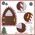 Haooryx Christmas Magic Wooden Miniature Fairy Doors Accessories - 22Pcs Christmas Elf Magic Door for Wall Fairies Magical Door Decoration Christmas Party Outdoor Xmas Decor (Red & White Border)