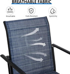 Outdoor Dining Chairs Set of 4, Stackable Patio Chairs with Textilene Fabric, Lightweight Garden Chairs for Poolside, Backyard, Camping, Dark Blue