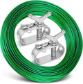 Belleone Swimming Pool Cover Cable and Winch Kit - 150ft Plastic-Coated Steel Pool Cover Wire & Aluminum Spring Loaded Pool Cover Ratchet for Above Ground Swimming Pool Winter Safe (Green)