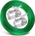 Belleone Swimming Pool Cover Cable and Winch Kit - 150ft Plastic-Coated Steel Pool Cover Wire & Aluminum Spring Loaded Pool Cover Ratchet for Above Ground Swimming Pool Winter Safe (Green)