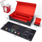 AFIING MTG Deck Box 6 In1 with MTG Playma,Premium Card Storage Box with 5 Pcs MTG Deck Box Holds 2400+ Trading Cards, Large TCG Card Deck Case for Magic Yugioh Sports Cards (Black&Red)