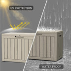 TARKARI 45 Gallon Lockable Resin Deck Box, Waterproof & UV-Resistant Outdoor Storage Box for Outdoor Cushion Storage, Garden Tools & Pool Accessories Storage, Gray