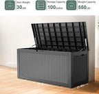 DRATO 100 Gallon Large Deck Box, Outdoor Storage Box for Patio Furniture, Patio Cushions, Gardening Tools, Pool Supplies,660lbs Weight Capacity,Waterproof Resin Storage Boxes