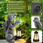 Solar Garden Outdoor Statues Rabbit with Solar Lantern,Outdoor Bunny Figurines Decorations,Lawn Decor Bunny Statue for Patio, Balcony, Yard Ornament,Unique Housewarming and Easter Gifts