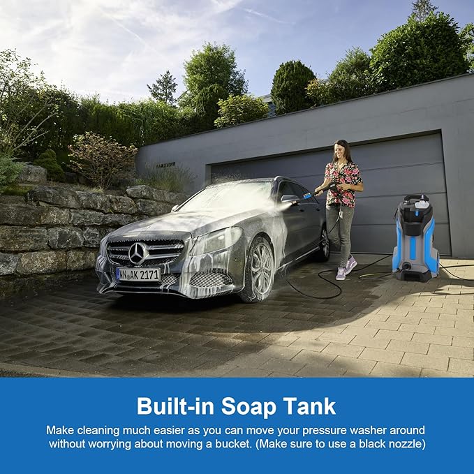 5000PSI Pressure Washer 4.0GPM High Power Washer with M22-14mm Pressure Hose 33FT, Powerwashers with 1/4" QC Compatible Surface Cleaner, 5 Nozzles and Soap Bottle for Home, Car, Patio (Blue)